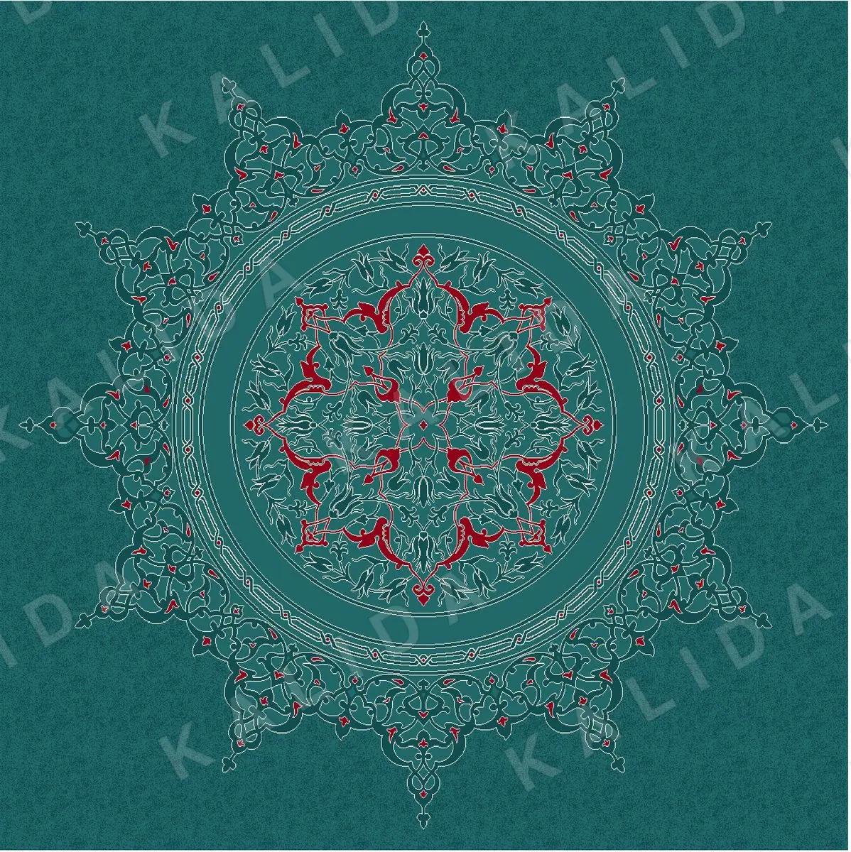 Köşk carpet pattern, code Köşk — Cyan